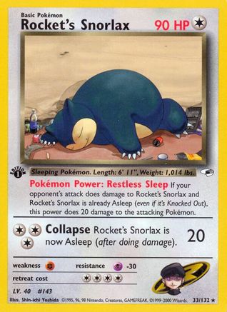 Image of Rocket's Snorlax 033/132  - Unlimited Gym Heroes - Rare