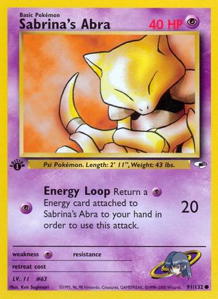 Image of Sabrina's Abra 091/132  - Unlimited Gym Heroes - Common