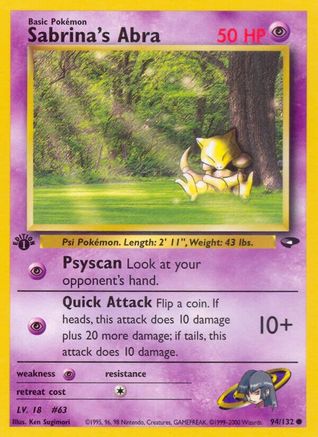 Image of Sabrina's Abra (94) 094/132  - Unlimited Gym Challenge - Common