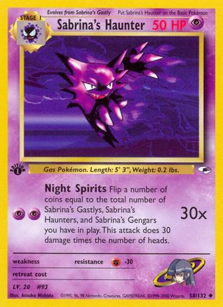 Image of Sabrina's Haunter 058/132  - 1st Edition Gym Heroes - Uncommon