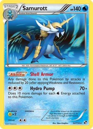 Image of Samurott (32) 032/114  - Holofoil Black and White - Holo Rare