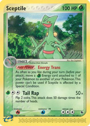 Image of Sceptile 020/109  - Reverse Holofoil Ruby and Sapphire - Rare
