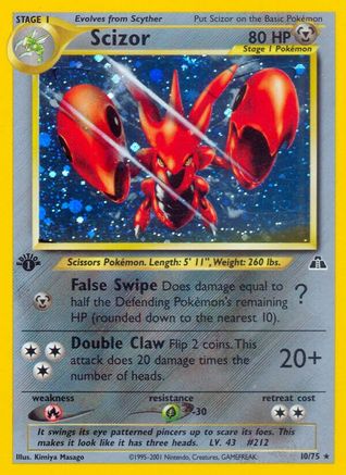 Image of Scizor (10) 010/75  - 1st Edition Holofoil Neo Discovery - Holo Rare