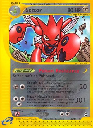 Image of Scizor 032  - Reverse Holofoil Aquapolis - Rare