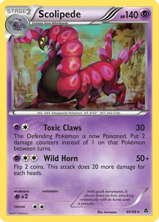 Image of Scolipede 040  - Reverse Holofoil Emerging Powers - Rare