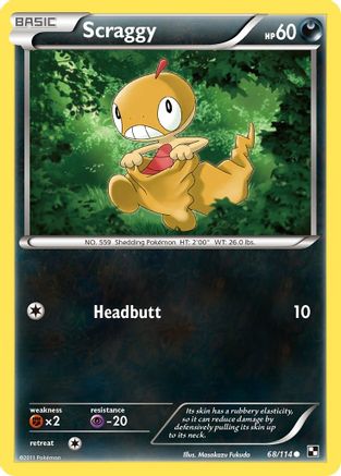 Image of Scraggy 068/114  - Reverse Holofoil Black and White - Common
