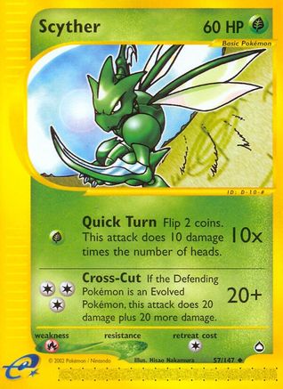 Image of Scyther (57) 057  - Reverse Holofoil Aquapolis - Uncommon