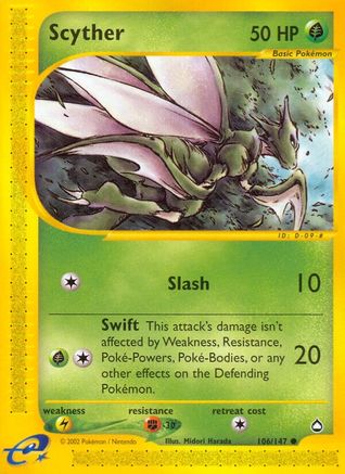 Image of Scyther (106) 106/147  - Reverse Holofoil Aquapolis - Common
