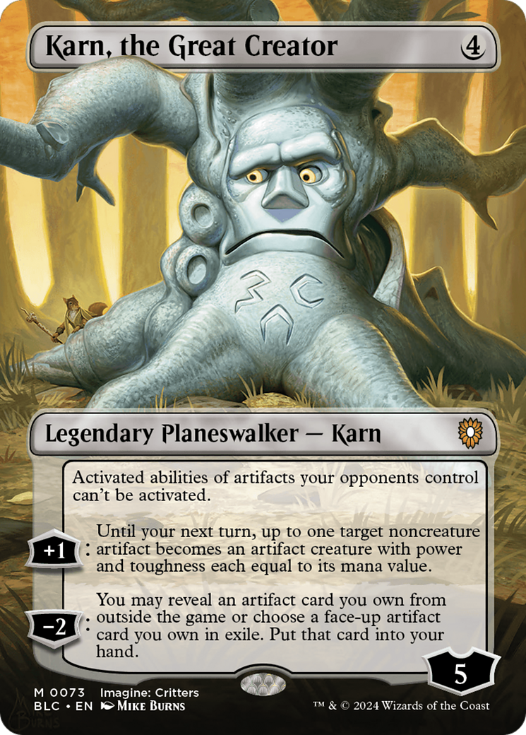 Image of Karn, the Great Creator (Borderless) (BLC-073) - Bloomburrow Commander (Borderless)