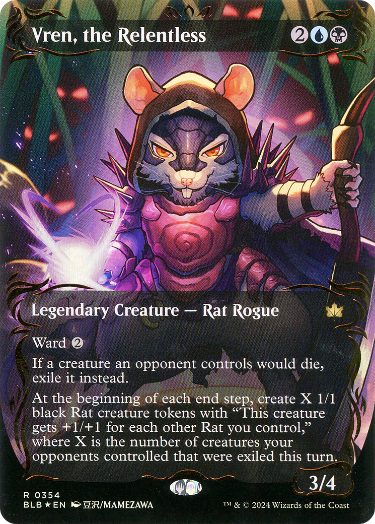 Image of Vren, the Relentless (Borderless) (Raised Foil) (BLB-354) - Bloomburrow: (Showcase) (Borderless) Foil