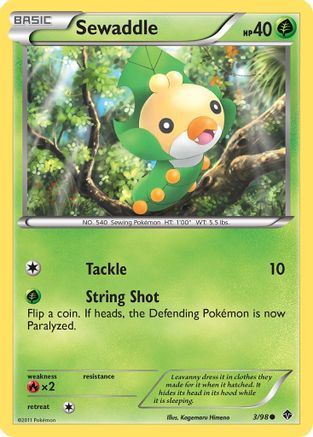 Image of Sewaddle (3) 003  - Reverse Holofoil Emerging Powers - Common