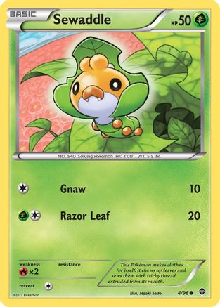 Image of Sewaddle (4) 004  - Reverse Holofoil Emerging Powers - Common