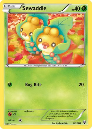 Image of Sewaddle 008  - Reverse Holofoil Plasma Storm - Common