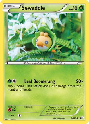 Image of Sewaddle (9) 009/113  - Reverse Holofoil Legendary Treasures - Common