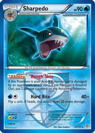 Image of Sharpedo (Team Plasma) 033  - Reverse Holofoil Plasma Storm - Rare