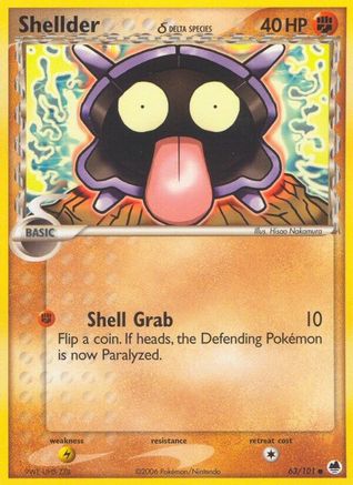 Image of Shellder (Delta Species) 063/101  - Reverse Holofoil Dragon Frontiers - Common