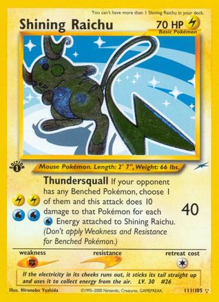 Image of Shining Raichu 111  - Unlimited Holofoil Neo Destiny - Secret Rare