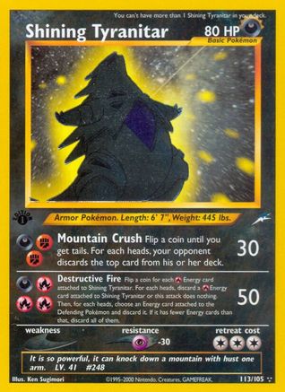 Image of Shining Tyranitar 113  - 1st Edition Holofoil Neo Destiny - Secret Rare