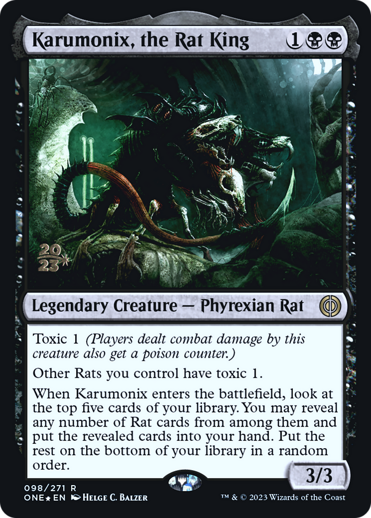 Image of Karumonix, the Rat King (PRE-098) - Phyrexia: All Will Be One Promos Foil