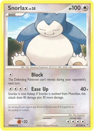 Image of Snorlax 037/130  - Reverse Holofoil Diamond and Pearl - Rare
