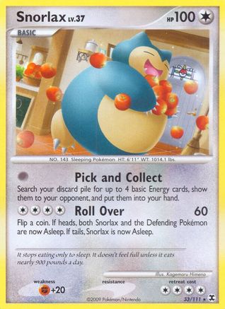 Image of Snorlax (33) 033/111  - Reverse Holofoil Rising Rivals - Rare