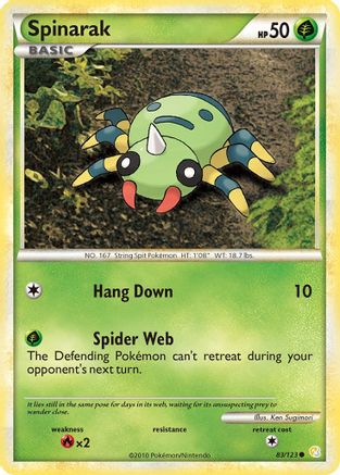 Image of Spinarak 083  - Reverse Holofoil HeartGold SoulSilver - Common