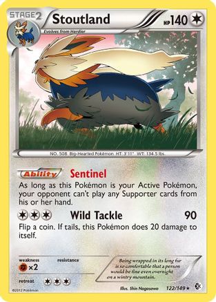 Image of Stoutland 122  - Reverse Holofoil Boundaries Crossed - Holo Rare