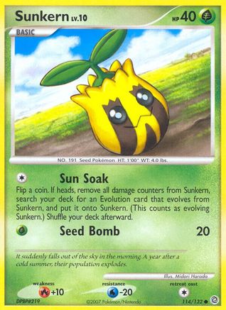 Image of Sunkern 114  - Reverse Holofoil Secret Wonders - Common