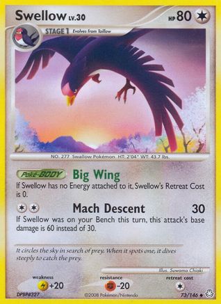 Image of Swellow 073  Legends Awakened - Uncommon