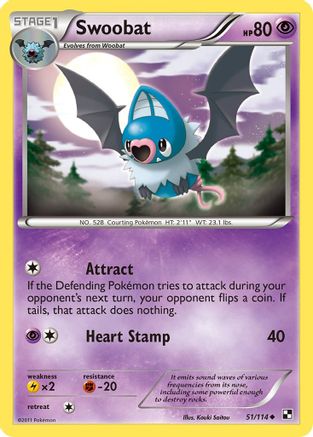 Image of Swoobat 051  Black and White - Uncommon