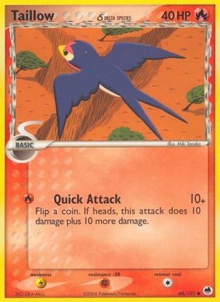 Image of Taillow (Delta Species) 066/101  - Reverse Holofoil Dragon Frontiers - Common