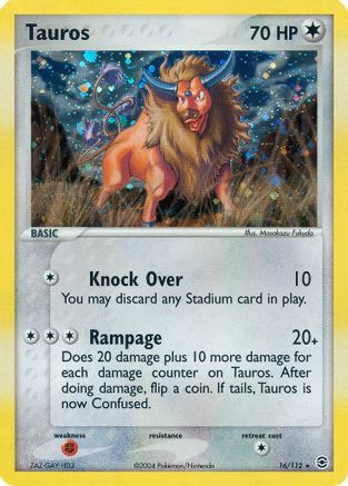 Image of Tauros 016  - Holofoil FireRed & LeafGreen - Holo Rare