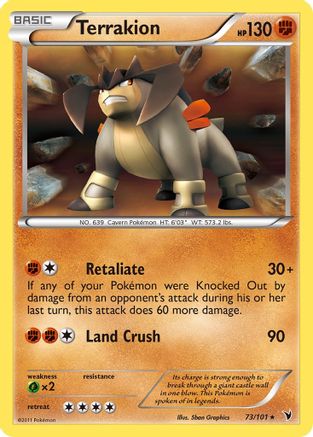 Image of Terrakion 073  - Reverse Holofoil Noble Victories - Holo Rare