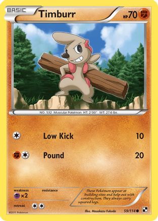 Image of Timburr (59)  - Reverse Holofoil Black and White - Common