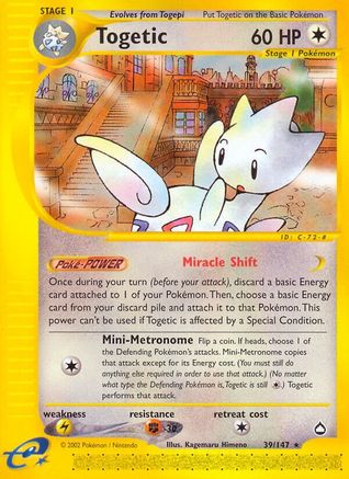 Image of Togetic 039  - Reverse Holofoil Aquapolis - Rare