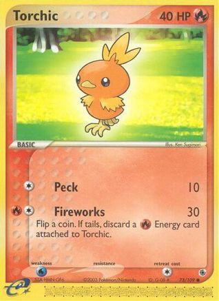 Image of Torchic 073/109  - Reverse Holofoil Ruby and Sapphire - Common