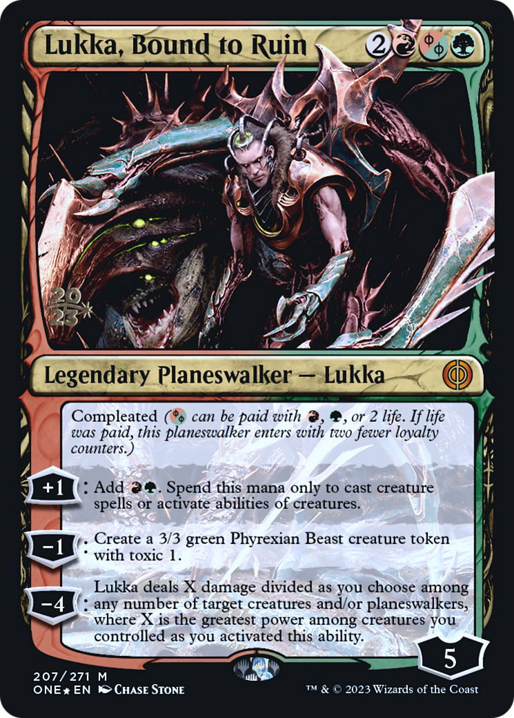 Image of Lukka, Bound to Ruin (PRE-207S) - Phyrexia: All Will Be One Promos Foil