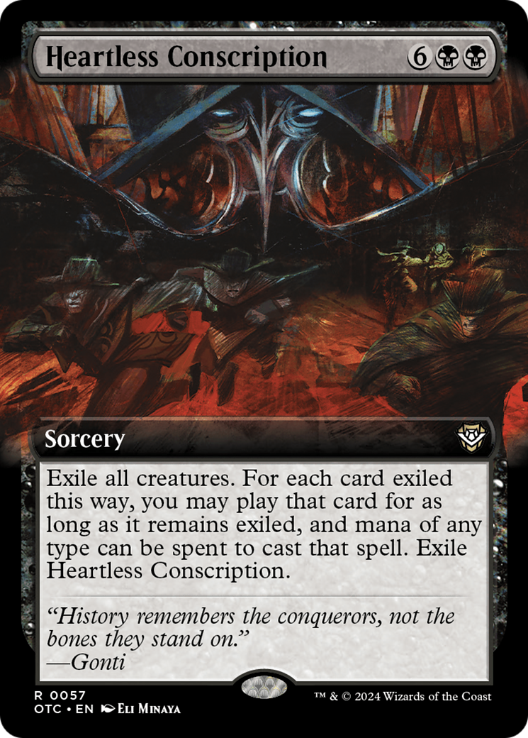 Image of Heartless Conscription (Extended Art) (OTC-057) - Outlaws of Thunder Junction Commander: (Extended Art)