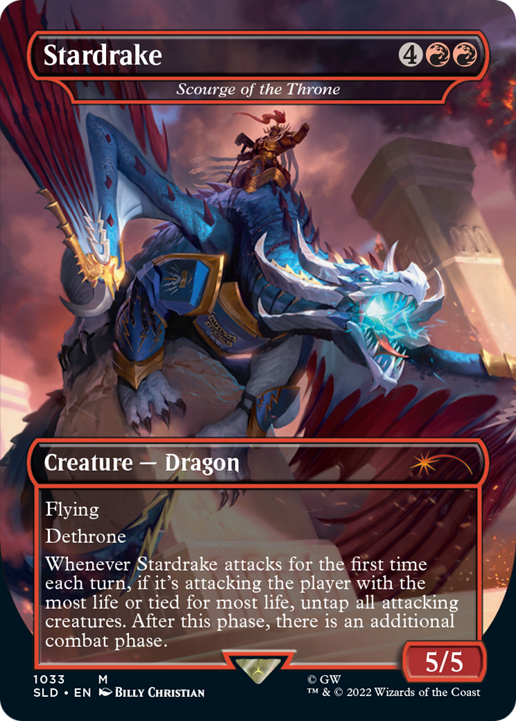 Image of Stardrake - Scourge of the Throne (Borderless) (SLD-1033) - Secret Lair Drop / Stardrake (Borderless) Foil