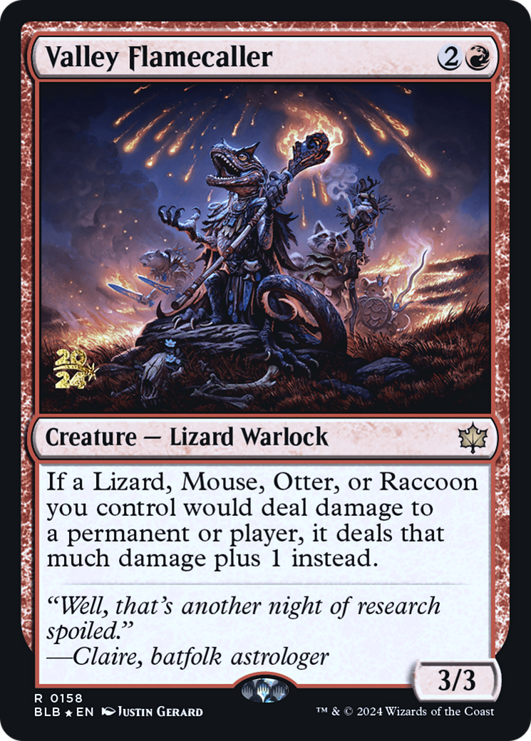 Image of Valley Flamecaller (PRE-158) - Bloomburrow Promos Foil