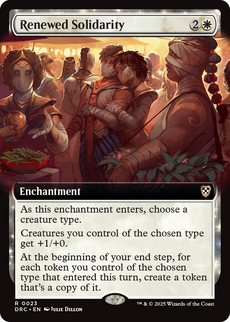 Image of Renewed Solidarity (Extended Art) (DRC-023) - Commander: Aetherdrift: (enchantment, Extended Art)