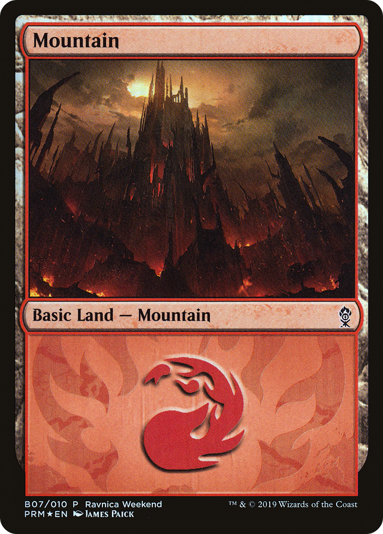 Image of Mountain - Gruul (B07) (LARP-B07) - RNA Ravnica Weekend Foil