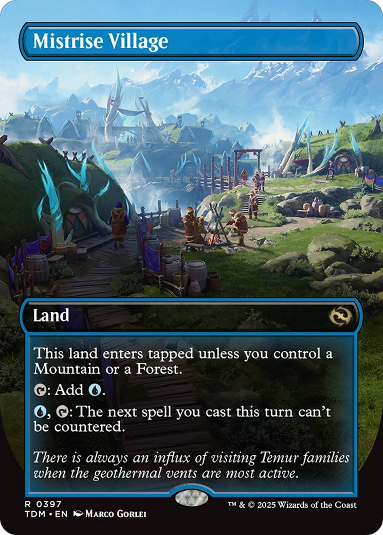 Image of Mistrise Village (Borderless) (TDM-397) - Tarkir: Dragonstorm (Borderless)
