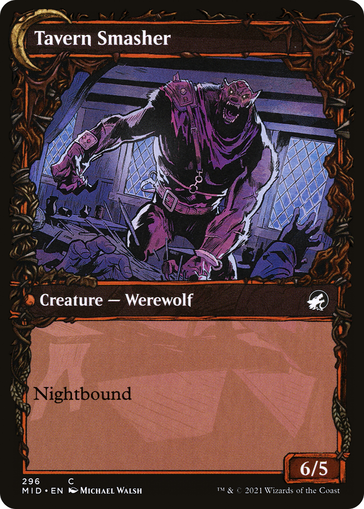 Image of Tavern Ruffian (Showcase) (MID-296) - Innistrad: Midnight Hunt: (Showcase, Double Faced Transform)