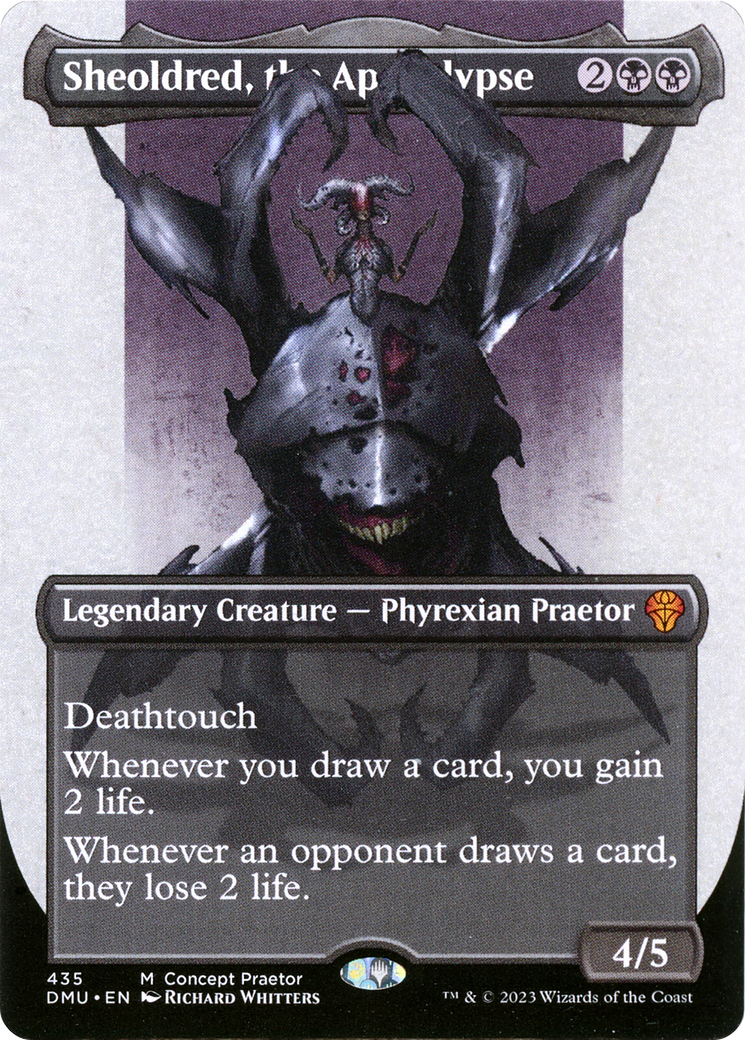 Image of Sheoldred, the Apocalypse (Concept Praetor) (ONE-435) - Dominaria United (Borderless) Foil