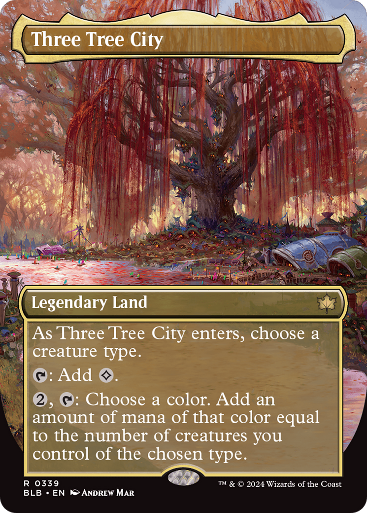 Image of Three Tree City (Borderless) (0339) (BLB-339) - Bloomburrow (Borderless) Foil