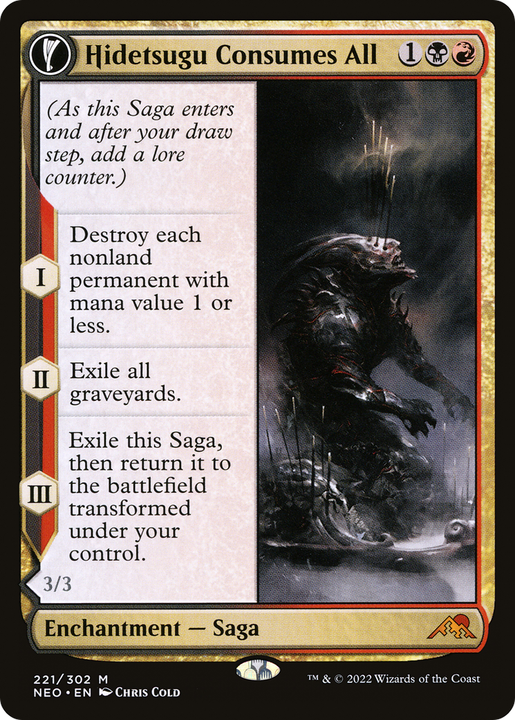 Image of Hidetsugu Consumes All (NEO-221) - Kamigawa: Neon Dynasty: (fandfc, enchantment) Foil