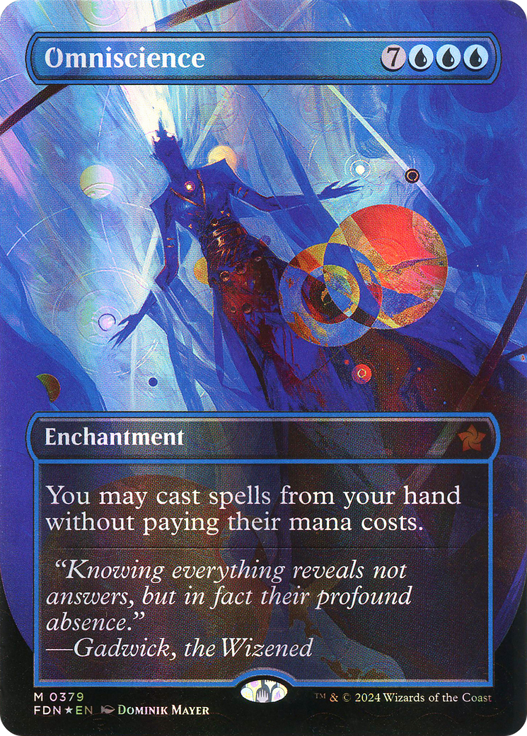 Image of Omniscience (Borderless) (Mana Foil) (FDN-379) - Foundations: (enchantment) (Borderless) Foil