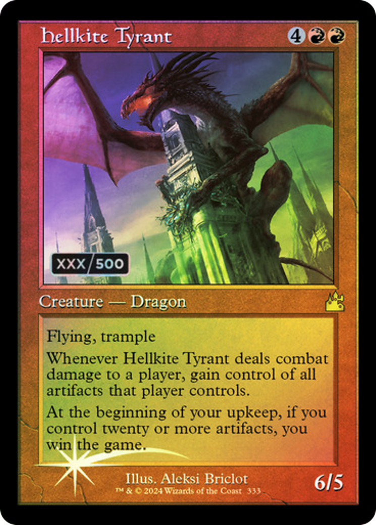 Image of Hellkite Tyrant (Retro Frame) (Serial Numbered) (RVR-333) - Ravnica Remastered Foil