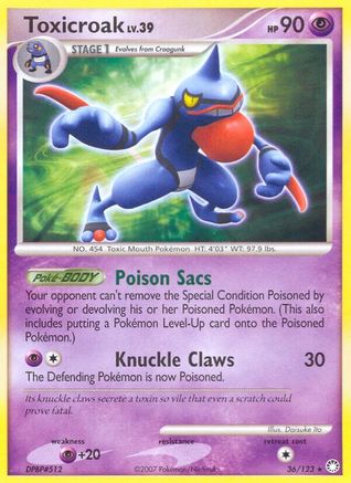 Image of Toxicroak 036  - Reverse Holofoil Mysterious Treasures - Rare